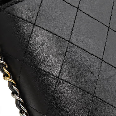 シャネル CHANEL マトラッセ チェーン フォン ホルダー A94471 ブラック カーフ ポーチ シルバー金具 ゴールド金具×シルバー金具