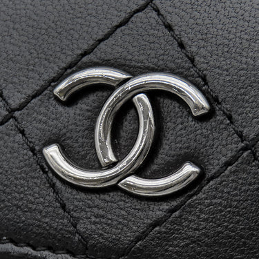 シャネル CHANEL マトラッセ チェーン フォン ホルダー A94471 ブラック カーフ ポーチ シルバー金具 ゴールド金具×シルバー金具