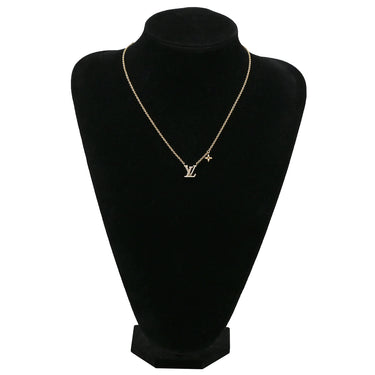 ルイヴィトン LOUIS VUITTON LV アイコニック M00596 ゴールド GP ストラス ネックレス ロゴ モノグラムフラワー LVイニシャル LVサークル
