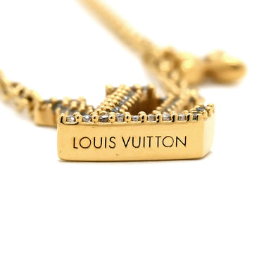 ルイヴィトン LOUIS VUITTON LV アイコニック M00596 ゴールド GP ストラス ネックレス ロゴ モノグラムフラワー LVイニシャル LVサークル