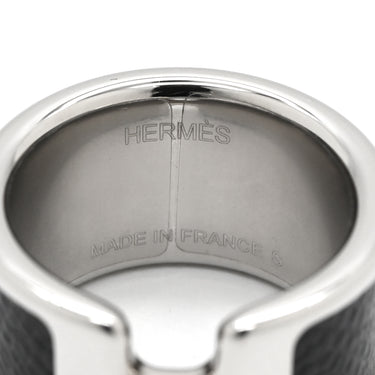 エルメス HERMES オランプ リング GM ブラック×シルバー メタル ヴォーマダム 14037 リング 指輪 シルバー金具 新品 未使用 黒 13号
