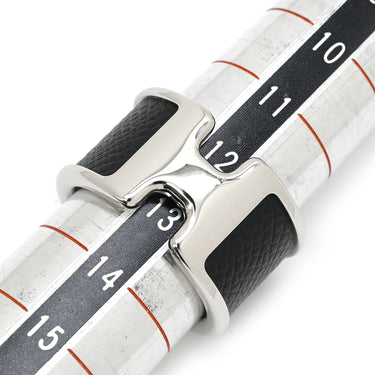 エルメス HERMES オランプ リング GM ブラック×シルバー メタル ヴォーマダム 14037 リング 指輪 シルバー金具 新品 未使用 黒 13号