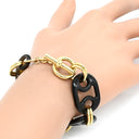 エルメス HERMES ユリディス ブラウン バッファローホーン メタル T2 ブレスレット ゴールド金具 シェーヌダンクル
