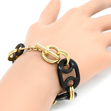 エルメス HERMES ユリディス ブラウン バッファローホーン メタル T2 ブレスレット ゴールド金具 シェーヌダンクル