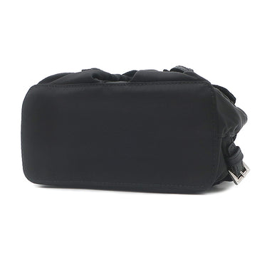 プラダ PRADA ミニリュック型 チェーンショルダーバッグ ブラック ナイロン ショルダーバッグ シルバー金具 黒 トライアングルロゴ