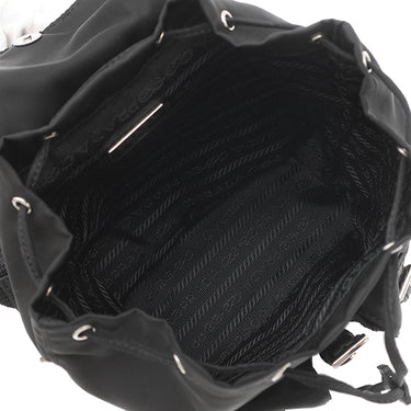 プラダ PRADA ミニリュック型 チェーンショルダーバッグ ブラック ナイロン ショルダーバッグ シルバー金具 黒 トライアングルロゴ