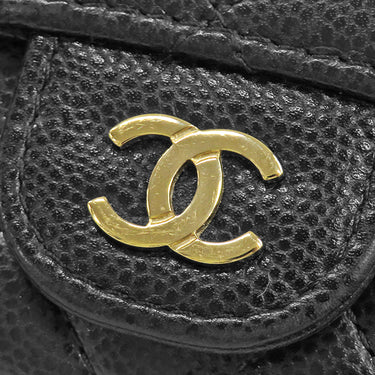 シャネル CHANEL マトラッセ クラシック ジップ AP5179 ブラック キャビアスキン カードケース ゴールド金具 コインパース