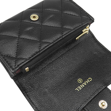シャネル CHANEL マトラッセ クラシック ジップ AP5179 ブラック キャビアスキン カードケース ゴールド金具 コインパース