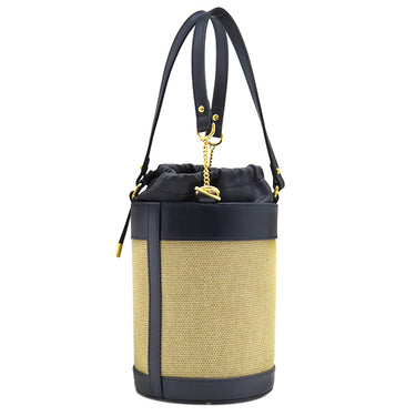 グッチ GUCCI ホースビット 1955 スモール バケットバッグ 637115 ベージュ×ネイビー キャンバス レザー ハンドバッグ ゴールド金具 紺 巾着