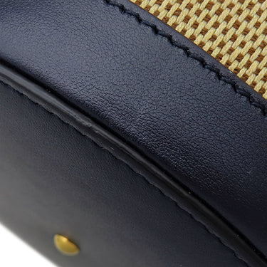 グッチ GUCCI ホースビット 1955 スモール バケットバッグ 637115 ベージュ×ネイビー キャンバス レザー ハンドバッグ ゴールド金具 紺 巾着