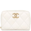 シャネル CHANEL マトラッセ コインパース ホワイト キャビアスキン コインケース ゴールド金具 カードケース ココマーク