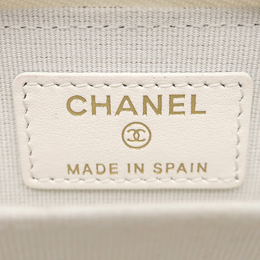 シャネル CHANEL マトラッセ コインパース ホワイト キャビアスキン コインケース ゴールド金具 カードケース ココマーク