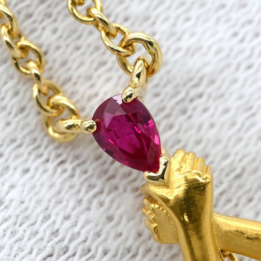 カレライカレラ Carrera y Carrera サイレンス 女神モチーフ イエローゴールド K18YG ルビー K18PG(留め具) ネックレス Au750 18K YG ルビー 彫刻 女神