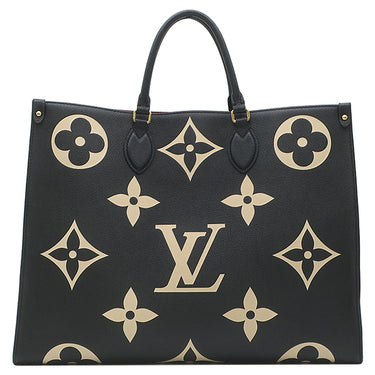 ルイヴィトン LOUIS VUITTON オンザゴー GM M45495 ブラック×ベージュ モノグラムアンプラント トートバッグ ゴールド金具 バイカラー 肩掛け