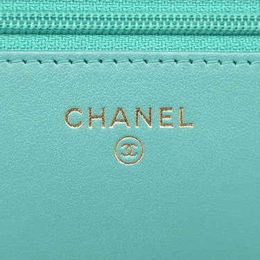 シャネル CHANEL ボーイシャネル チェーンウォレット ターコイズ キャビアスキン チェーンウォレット ゴールド金具