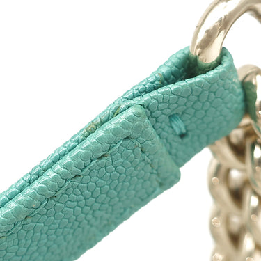 シャネル CHANEL ボーイシャネル チェーンウォレット ターコイズ キャビアスキン チェーンウォレット ゴールド金具