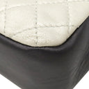 シャネル CHANEL マトラッセ チェーンショルダー ホワイト×ブラック レザー ショルダーバッグ ガンメタル金具 メタリック ダブルフラップ