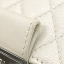 シャネル CHANEL マトラッセ チェーンショルダー ホワイト×ブラック レザー ショルダーバッグ ガンメタル金具 メタリック ダブルフラップ
