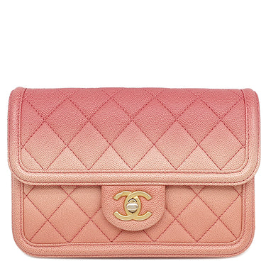 シャネル CHANEL サンセット オン ザ シー ピンク系 キャビアスキン ウエストバッグ マットゴールド金具 ピンクグラデーション