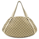 グッチ GUCCI GG アビー 130736 ベージュ×ホワイト GGキャンバス レザー ハンドバッグ シルバー金具 白 トート
