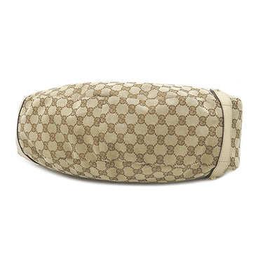 グッチ GUCCI GG アビー 130736 ベージュ×ホワイト GGキャンバス レザー ハンドバッグ シルバー金具 白 トート