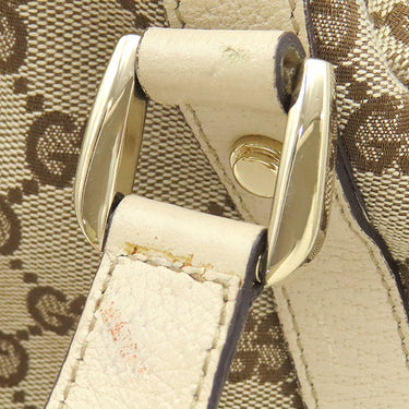 グッチ GUCCI GG アビー 130736 ベージュ×ホワイト GGキャンバス レザー ハンドバッグ シルバー金具 白 トート