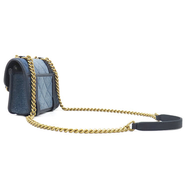 シャネル CHANEL ミニ マトラッセ チェーンバッグ ブルーデニム デニム レザー ショルダーバッグ ヴィンテージ金具 ココマーク グラデーション