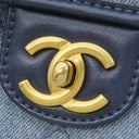 シャネル CHANEL ミニ マトラッセ チェーンバッグ ブルーデニム デニム レザー ショルダーバッグ ヴィンテージ金具 ココマーク グラデーション