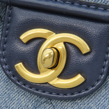 シャネル CHANEL ミニ マトラッセ チェーンバッグ ブルーデニム デニム レザー ショルダーバッグ ヴィンテージ金具 ココマーク グラデーション