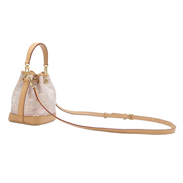 ルイヴィトン LOUIS VUITTON ナノ ノエ M82427 ピンク レザー モノグラムラミネーテッドジャカード 2WAYバッグ ゴールド金具 メタリック 巾着バッグ