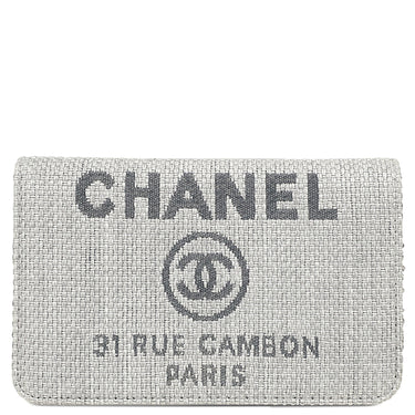 シャネル CHANEL ドーヴィル チェーンウォレット A80795 グレー キャンバス レザー チェーンウォレット シルバー金具 ロゴ ココマーク ショルダー