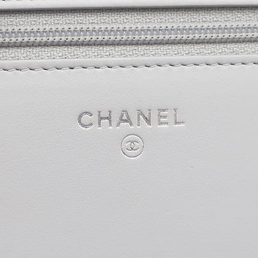 シャネル CHANEL ドーヴィル チェーンウォレット A80795 グレー キャンバス レザー チェーンウォレット シルバー金具 ロゴ ココマーク ショルダー