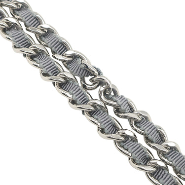 シャネル CHANEL ドーヴィル チェーンウォレット A80795 グレー キャンバス レザー チェーンウォレット シルバー金具 ロゴ ココマーク ショルダー