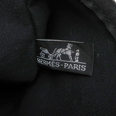 エルメス HERMES カンヌPM ブラック×ホワイト キャンバス トートバッグ シルバー金具 白 黒 ストライプ ポーチ付き