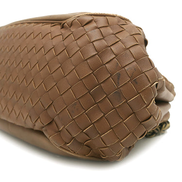 ボッテガヴェネタ BOTTEGA VENETA イントレチャート ブラウン レザー ハンドバッグ ゴールド金具 茶 ショルダー 肩掛け