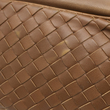 ボッテガヴェネタ BOTTEGA VENETA イントレチャート ブラウン レザー ハンドバッグ ゴールド金具 茶 ショルダー 肩掛け