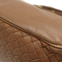 ボッテガヴェネタ BOTTEGA VENETA イントレチャート ブラウン レザー ハンドバッグ ゴールド金具 茶 ショルダー 肩掛け
