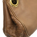 ボッテガヴェネタ BOTTEGA VENETA イントレチャート ブラウン レザー ハンドバッグ ゴールド金具 茶 ショルダー 肩掛け