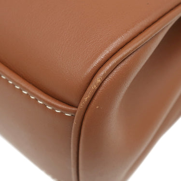 セリーヌ CELINE ティーン ソフト 16 タン レザー ショルダーバッグ ゴールド金具 茶 16 SOFT TEEN