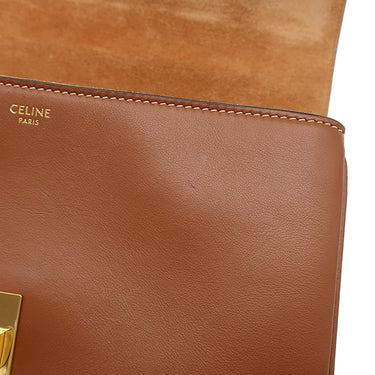 セリーヌ CELINE ティーン ソフト 16 タン レザー ショルダーバッグ ゴールド金具 茶 16 SOFT TEEN