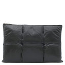 ボッテガヴェネタ BOTTEGA VENETA マキシ イントレチャート ブラック レザー セカンドバッグ マットシルバー金具 黒 クラッチバッグ