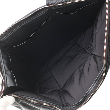 ボッテガヴェネタ BOTTEGA VENETA マキシ イントレチャート ブラック レザー セカンドバッグ マットシルバー金具 黒 クラッチバッグ