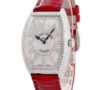 腕時計 フランクミュラー FRANCK MULLER トノウカーベックス サンライズ 5852QZ SNR D CD クオーツ メンズ K18WG無垢 純正ダイヤ シェル