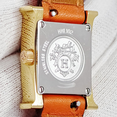 腕時計 エルメス HERMES Hウォッチ ミニ TPM HH1.102 クオーツ レディース 純正ダイヤ ホワイト シェル H型 スクエア
