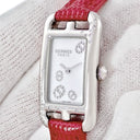 腕時計 エルメス HERMES ナンタケット PM NA2.132 クオーツ レディース 純正ダイヤ ホワイト 角型 シェーヌダンクル