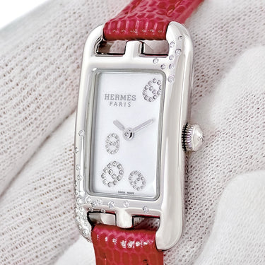 腕時計 エルメス HERMES ナンタケット PM NA2.132 クオーツ レディース 純正ダイヤ ホワイト 角型 シェーヌダンクル