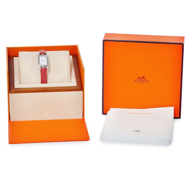 腕時計 エルメス HERMES ナンタケット PM NA2.132 クオーツ レディース 純正ダイヤ ホワイト 角型 シェーヌダンクル