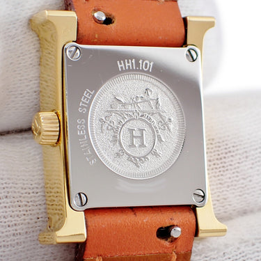 腕時計 エルメス HERMES Hウォッチ ミニ TPM HH1.101 クオーツ レディース H型 スクエア ホワイト 白 アラビア