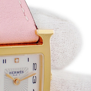 腕時計 エルメス HERMES Hウォッチ ミニ TPM HH1.102 HH1.102.292/SW18 クオーツ レディース 純正ダイヤ 白 シェル H型 スクエア