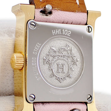 腕時計 エルメス HERMES Hウォッチ ミニ TPM HH1.102 HH1.102.292/SW18 クオーツ レディース 純正ダイヤ 白 シェル H型 スクエア